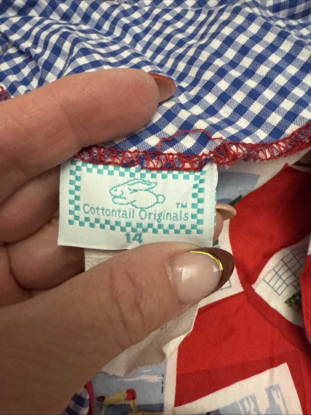 Vintage Cottontail Originals Kelsey’s Dress calendar blue gingham 33x31X38 Kid14 - Picture 7 of 10